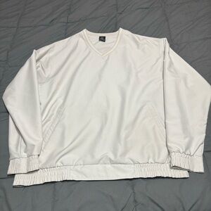 Nike Golf Jacket Mens Large XL Cream Windbreaker Long‎ Sleeve Pockets